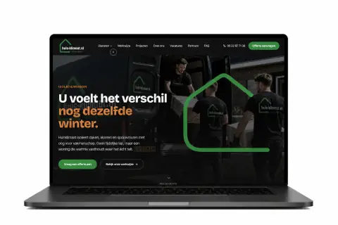 Professionele website voor Huis-Klimaat, ontworpen voor een Vlaamse onderneming