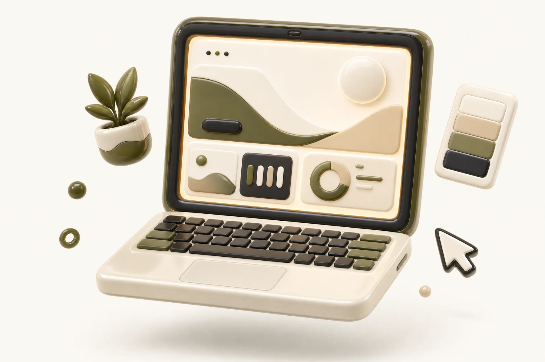 Websiteconcept in een heldere showroomomgeving als eindresultaat van een webdesignproces