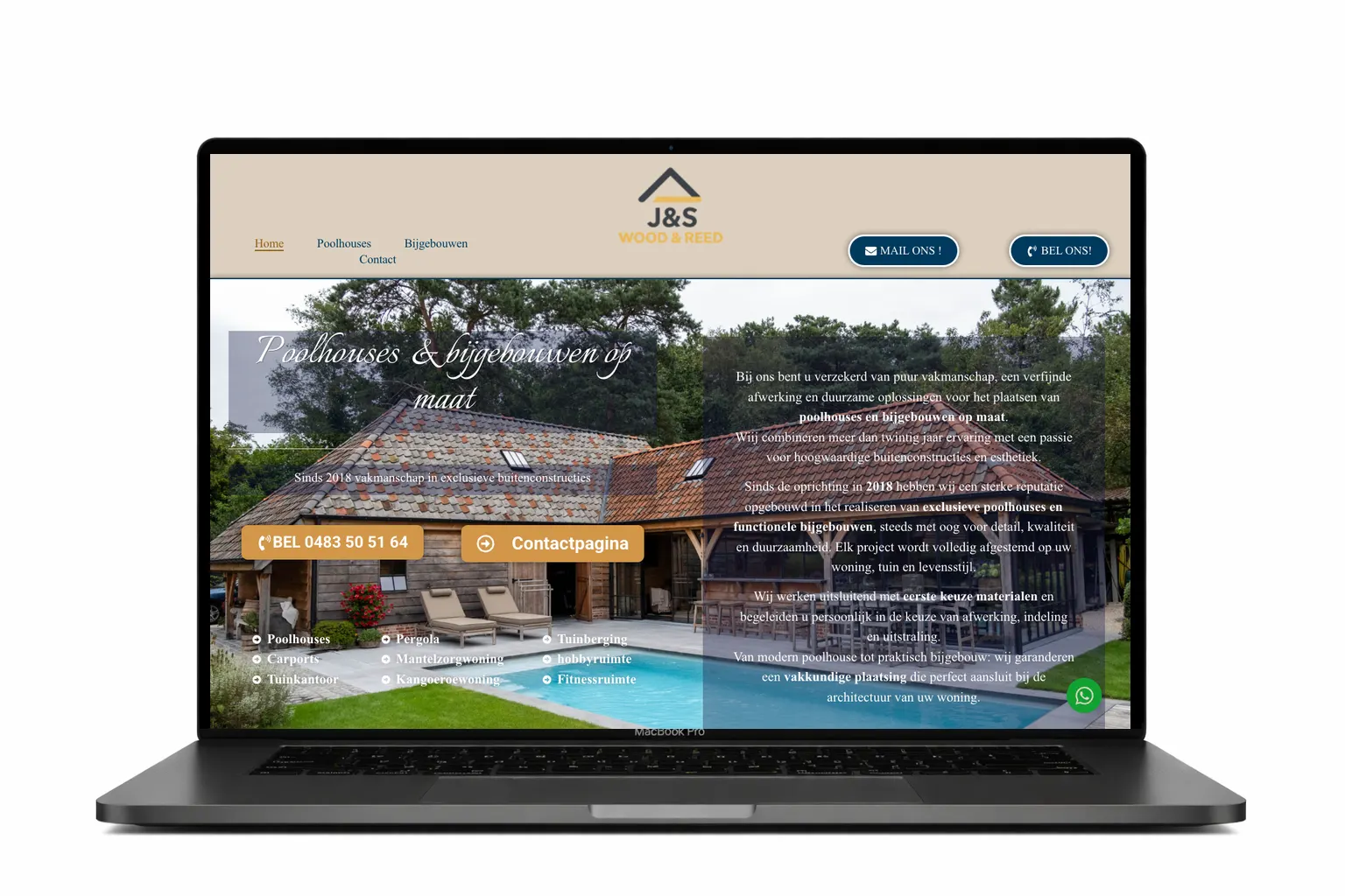 website laten maken voor Poolhouse Bijgebouw