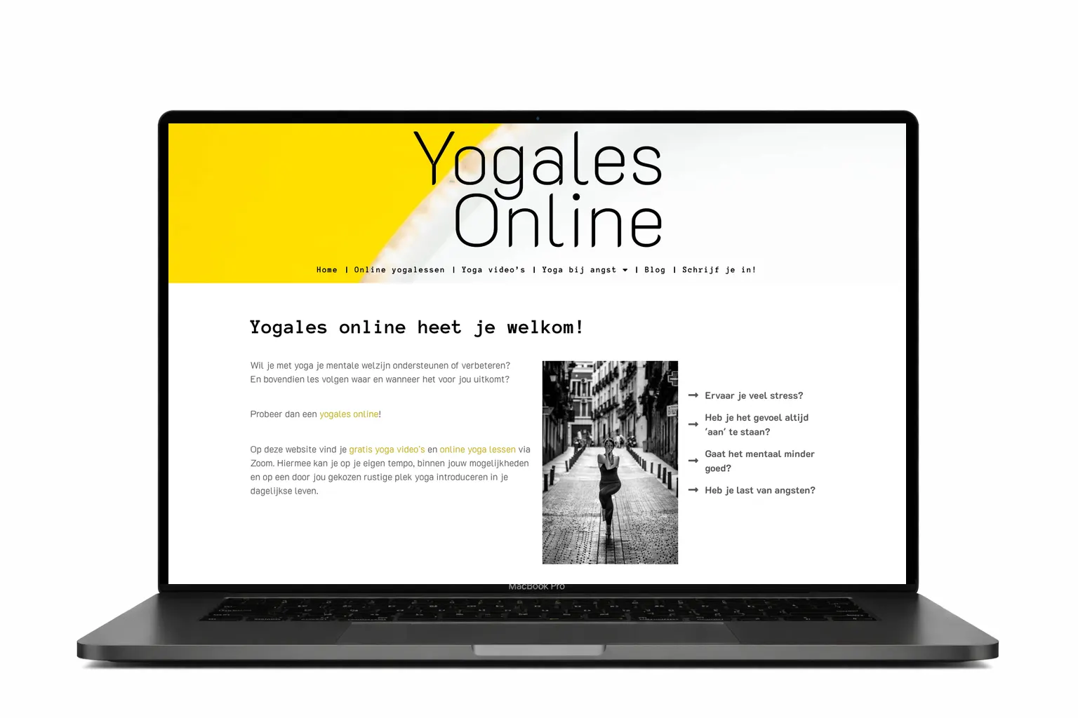 website voor yogales online.