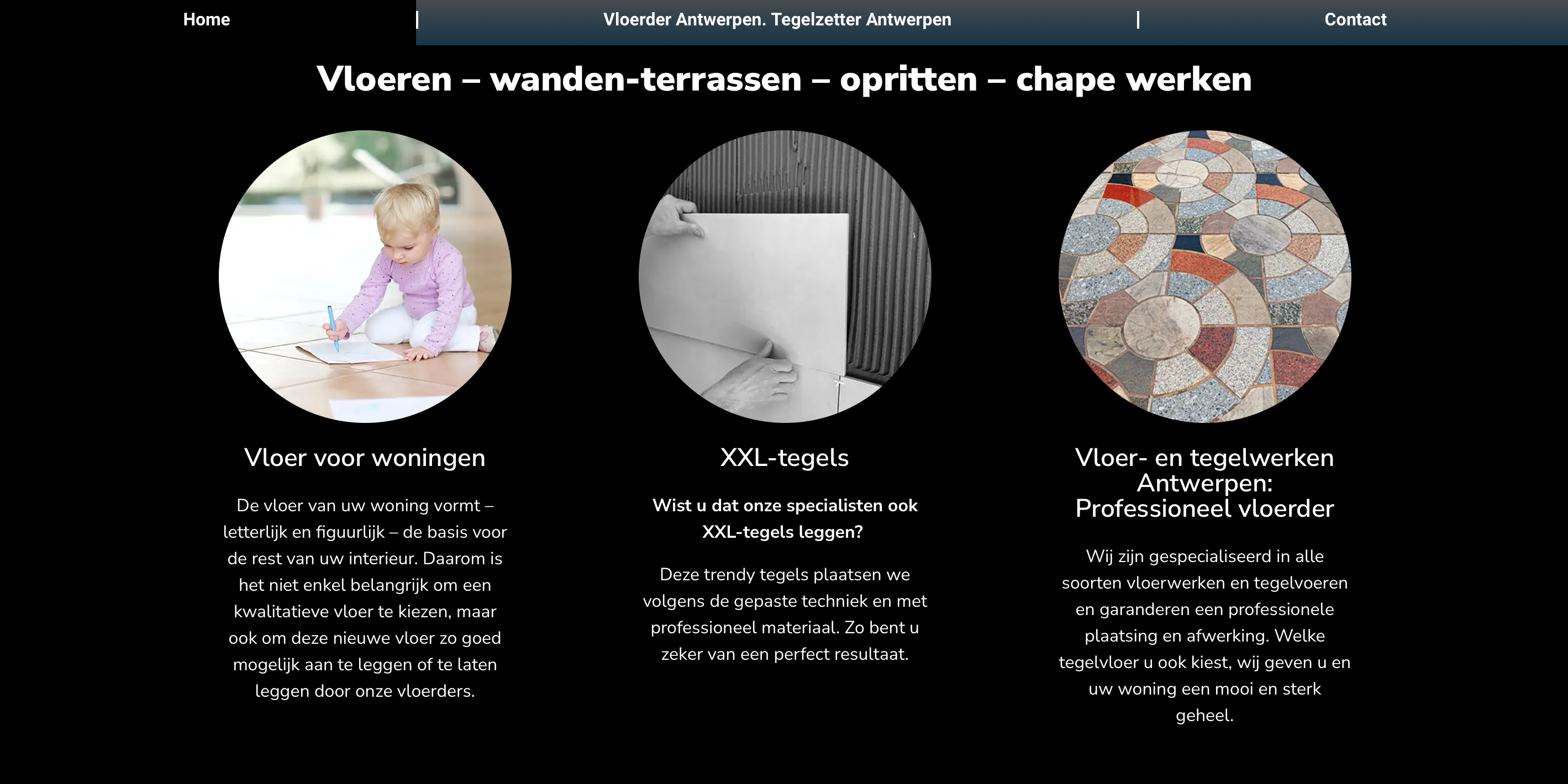 3 mooie afbeeldingen in cirkelvorm van vloer en tegelwerken voor hun professionele website