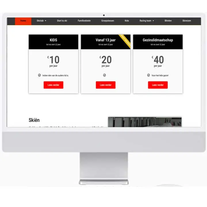 website laten maken voor Zondal ski racing team